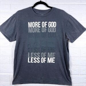 Inspiration T-Shirt Mens Medium Gray More Of God Less Of Me Graphic Tee